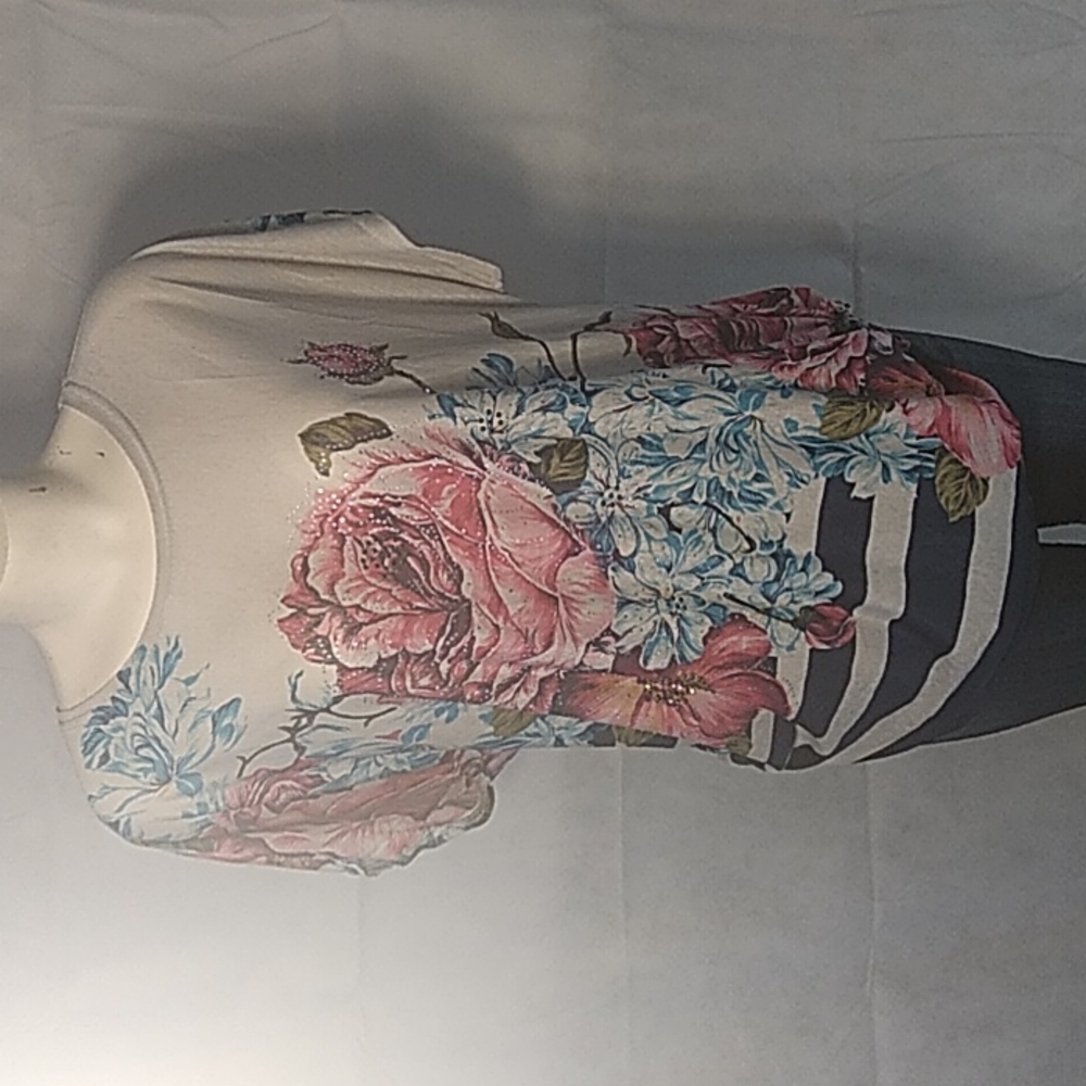 Jvini floral and stripe print sheer blouse large